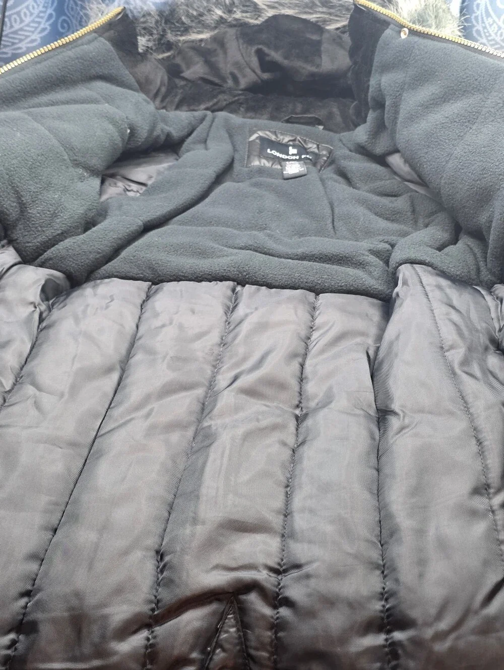 NWT London Fog Girls Black Quilted Puffer Parka Jacket Size LG 6x S(7/8)*Read*